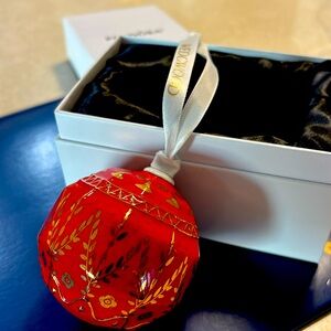 Pandora/Wedgewood Deep Red Christmas Ball 2.5” in diameter.